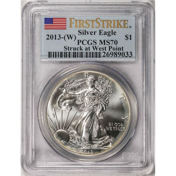 2013-(W) $1 American Silver Eagle Coin PCGS MS70 First Strike West Point