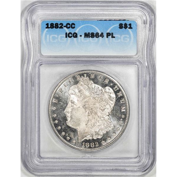 1882-CC $1 Morgan Silver Dollar Coin ICG MS64 PL