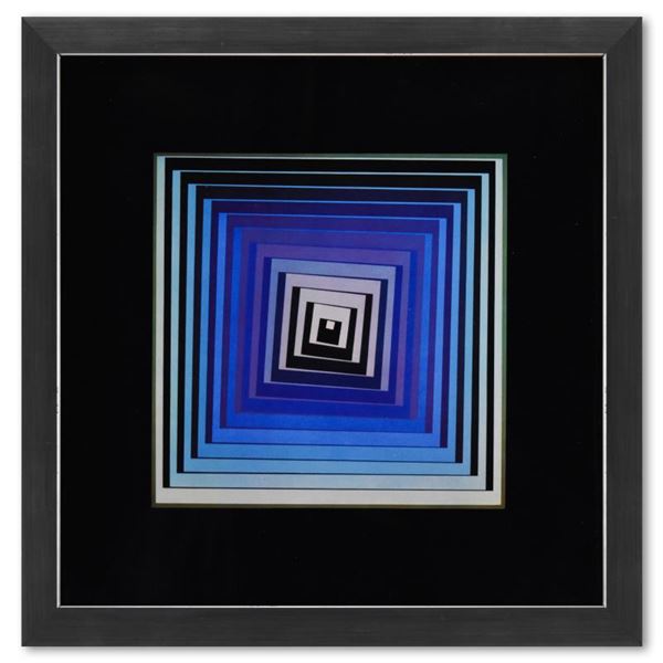 Victor Vasarely "Vonal - Lila De La Serie Vonal" Mixed Media Print On Paper