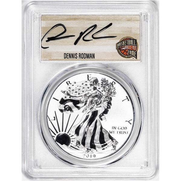 2019-W $1 Reverse Proof Silver Eagle Coin PCGS PR70 HOF Dennis Rodman Signature