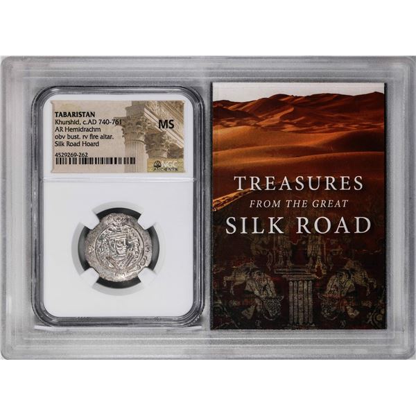 Tabaristan Khurshid, 740-761 c.AD AR Hemidrachm Ancient Coin NGC MS Story Box