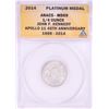 Image 1 : 2014 Proof 1/4 oz Platinum JFK Apollo 11 Anniversary Medal ANACS MS69