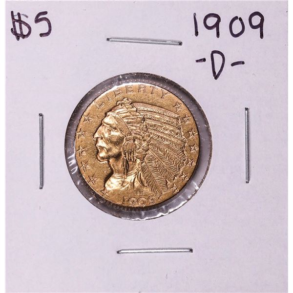 1909-D $5 Indian Head Half Eagle Gold Coin