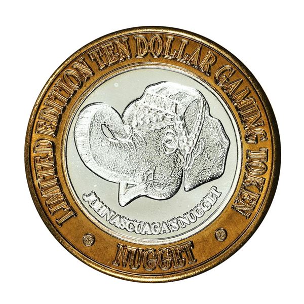 .999 Silver John Ascuagas Nugget Sparks, NV $10 Casino Gaming Token Limited Edition