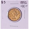 Image 1 : 1892-CC $5 Liberty Head Half Eagle Gold Coin