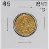 1847-D $5 Liberty Head Half Eagle Gold Coin Ex-Jewelry