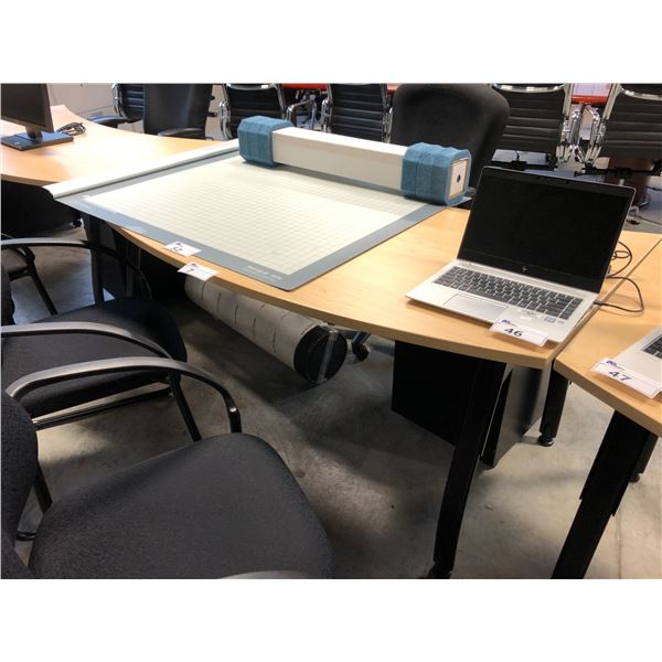 MAPLE 66"W BOW FRONT COMPUTER TABLE