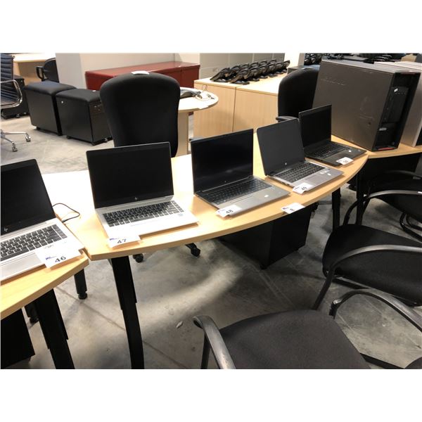 MAPLE 66"W BOW FRONT COMPUTER TABLE