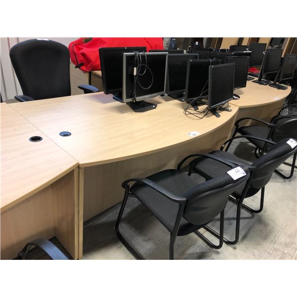 MAPLE BOW FRONT 6'X7.5' L SHAPE EXECUTIVE DESK (LEFT HAND)