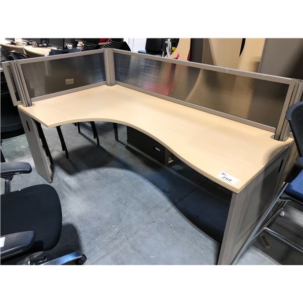 TEKNION/ROY & BRETTON MAPLE 80" X 42" CORNER COMPUTER WORKSTATION WITH PRIVACY PANELS