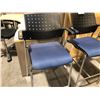 Image 2 : 3 BLUE BAR HEIGHT CHAIRS WITH CONDITION ISSUES - PLEASE PREVIEW