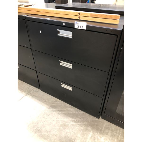 BLACK 3 DRAWER LATERAL FILE CABINET