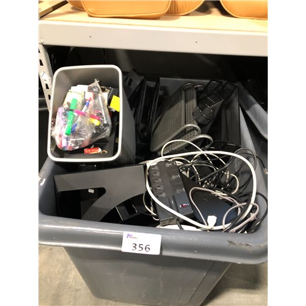 BIN OF MISC STATIONERY AND ORGANIZERS -BIN NOT INCLUDED