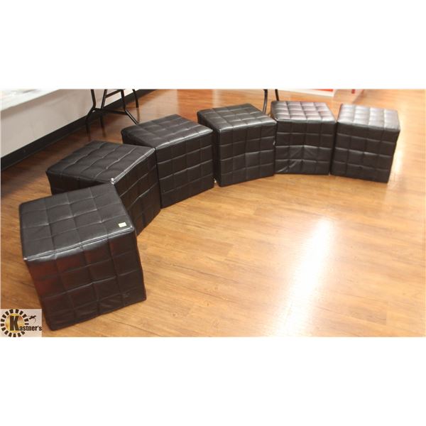 LOT OF 6 BLACK CUBE STOOLS