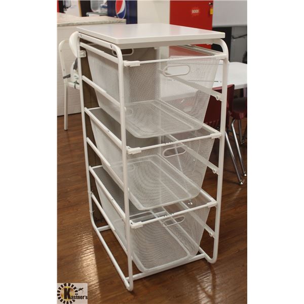 WHITE WIRE THREE DRAWER SHELF