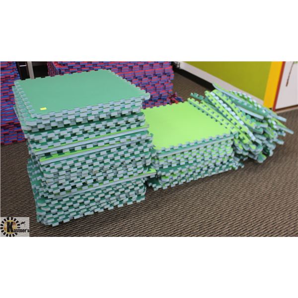 LOT OF 39 REVERSIBLE GYM MATS 24.5" X 24.5" X 1"