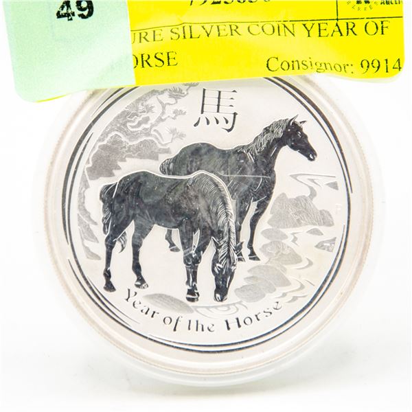 2 OZ PURE SILVER COIN YEAR OF THE HORSE