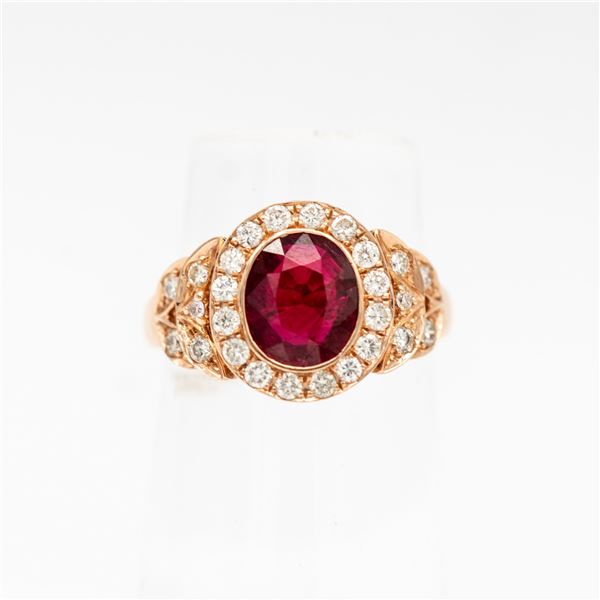 14K ROSE GOLD NATURAL BURMA 1.5CT RUBY RING SIZE 6