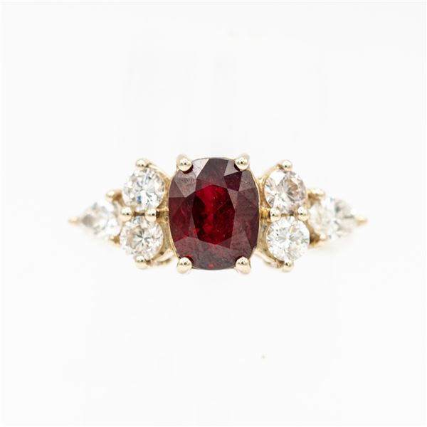 14K YELLOW GOLD 2.02CT BURMA RUBY RING SIZE 6.5