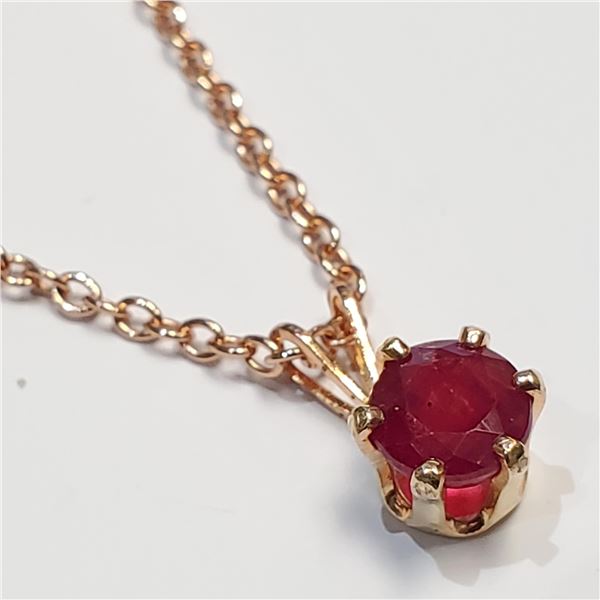 S100-62 GOLD PLATED SILVER CHAIN RUBY NECKLACE