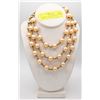 Image 1 : VINTAGE 16" PEACH BEADED TRIPLE STRAND COCKTAIL