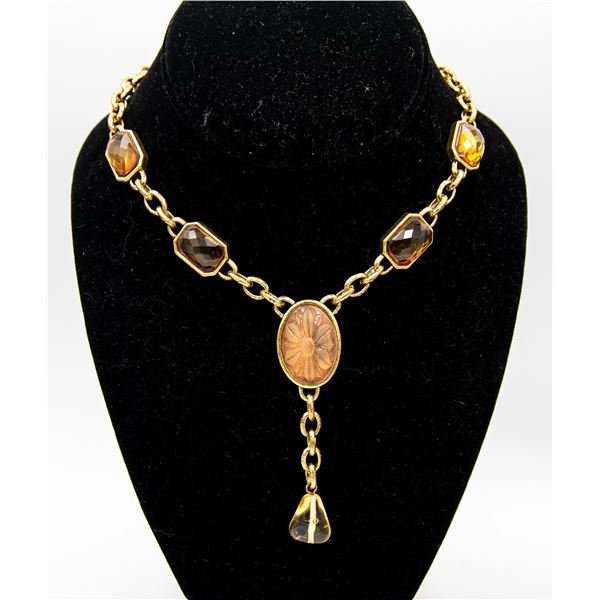 ESTATE 18" VINTAGE GOLD TONE COSTUME NECKLACE W/