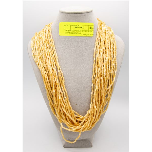 VINTAGE 23" GOLD BEADED DBL STRAND COCKTAIL