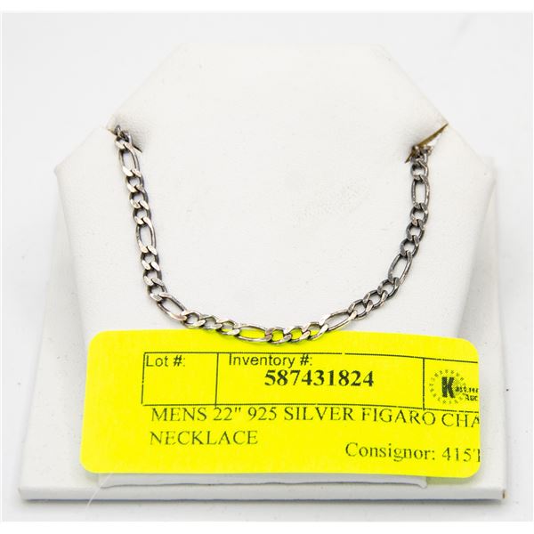 MENS 22" 925 SILVER FIGARO CHAIN NECKLACE