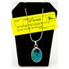 Image 1 : 18" 925 SILVER CHAIN W/ OVAL BLUE STONE PENDANT