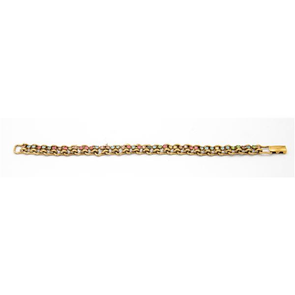 LADIES 7" GOLD TONE MULTI STONE TENNIS BRACELET