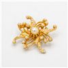 Image 1 : ESTATE GOLD TONE FLORAL BROOCH W/ FAUX PEARL