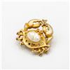 ESTATE GOLD TONE CRAB BROOCH W/ FAUX PEARL &