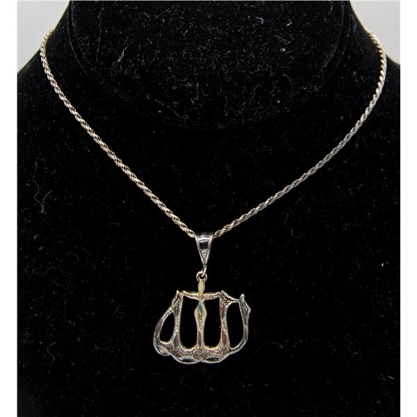 19.5" ITALIAN .925 SILVER CHAIN NECKLACE W/ ALLAH