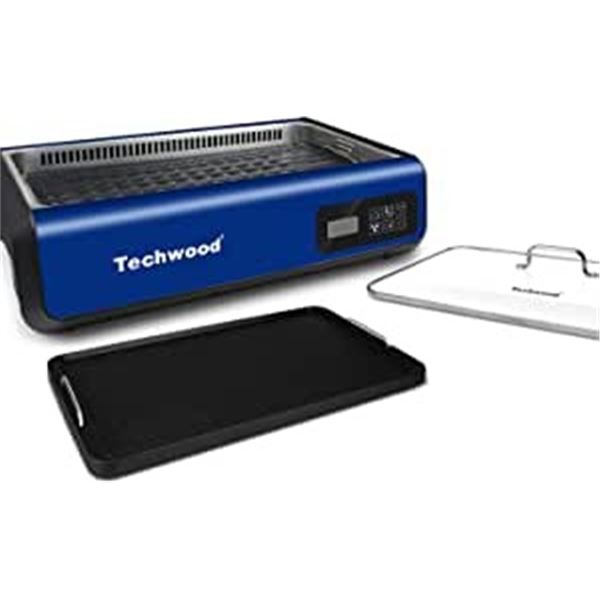 NEW TECHWOOD BLUE SMOKELESS GRILL 15  X 9 