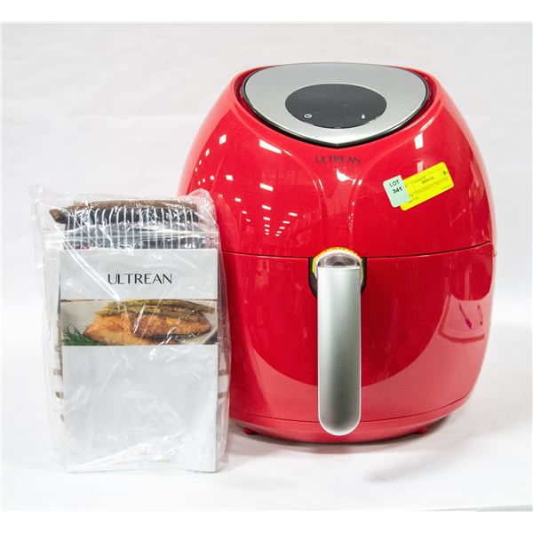 NEW UNPACKED ULTREAN AIR FRYER - RED IN COLOUR