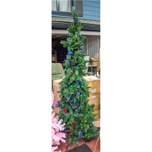 NEW 6-6.5' PENCIL PRE-LIT CHRISTMAS TREE W/