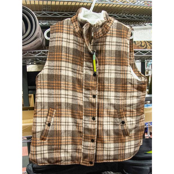 NEW XL ZILCREMO PLAID LINED VEST