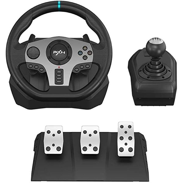 NEW REPACK PXN V9 900 DEGREE RACING WHEEL, PEDAL &