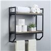 Image 1 : NEW 2 TIER METAL FRAMED BATHROOM TOWEL BAR SHELF