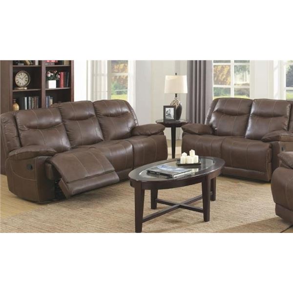 BRAND NEW WHISKY BROWN LEATHERETTE RECLINING SOFA