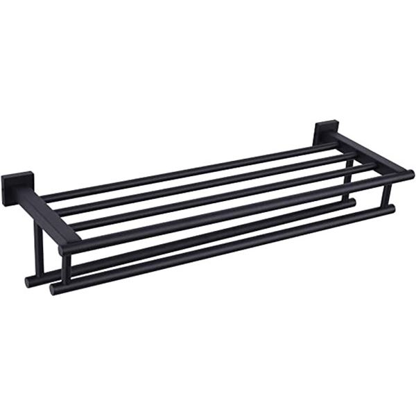 NEW DOUBLE BLACK TOWEL/SHELF WALL MOUNT