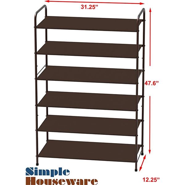 NEW REPACK SIMPLE HOUSEWARE 6TIER BRONZE SHOE RACK