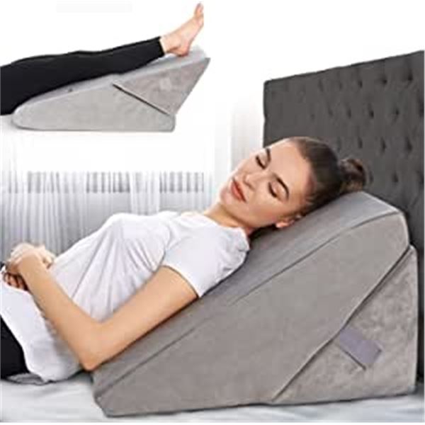 GREY ADJUSTABLE MEMORY FOAM WEDGE PILLOW