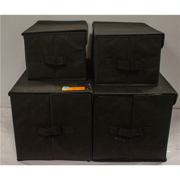 NEW SET OF 4 SOFT SIDED STORAGE BOXES WITH LIDS &