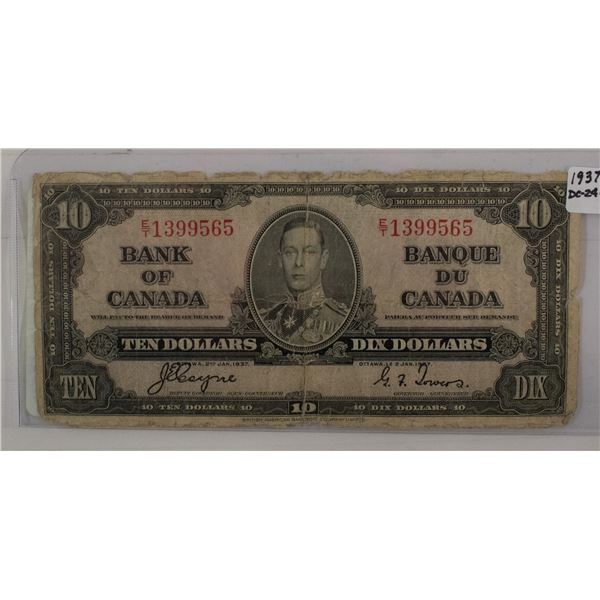 1937 KING GEORGE 10 DOLLAR BILL