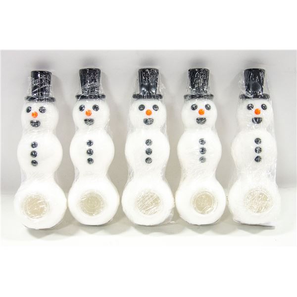 BUNDLE OF 5 NEW SILICONE SNOWMAN PIPES WITH GLASS