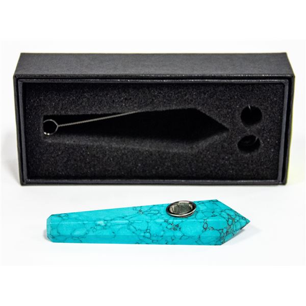 NEW ARTIFICIAL BLUE TURQUOISE STONE PIPE