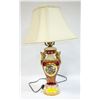 Image 1 : ANTIQUE PAINTED PORCELAIN TABLE LAMP H-23.5"