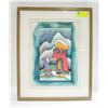 Image 1 : FRAMED ORIGINAL PAINTED SILK ARTIST GUSSE EDINGA