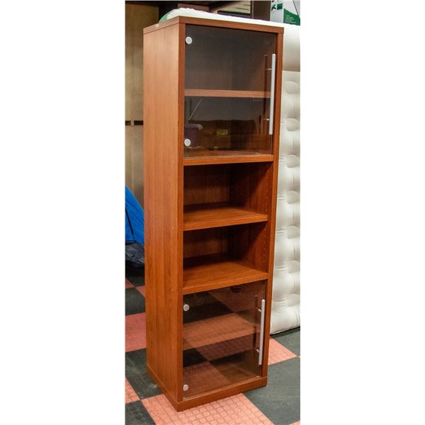 6-SHELF GLASS DOOR WOOD DISPLAY CABINET -